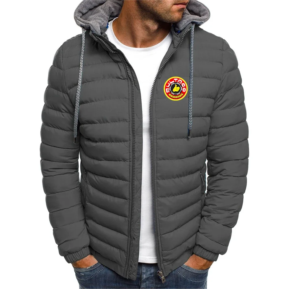 Bultaco Cemoto Motorcycles 2024 Men Winter Warm Printing Hooded Solid Color Cotton-Padded Jacket Brand High-Quality Clothes Coat