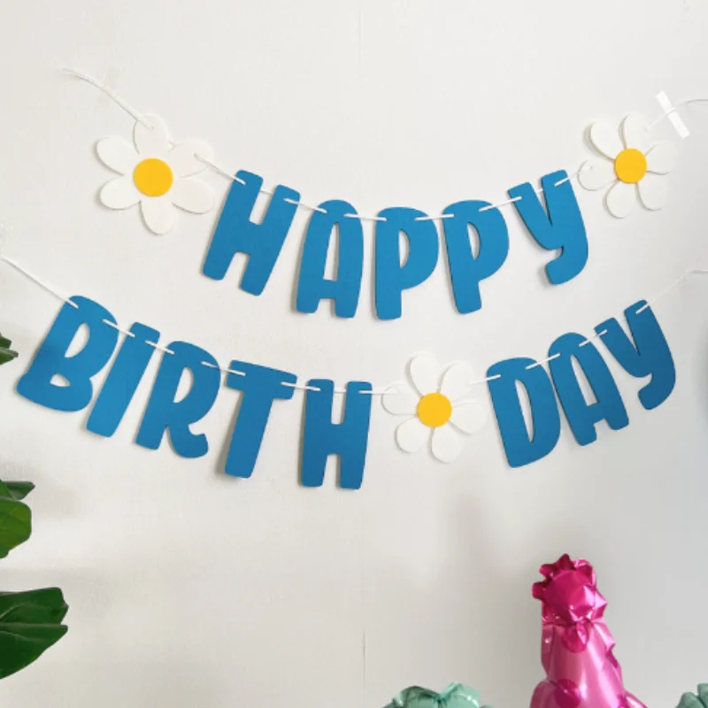 1 قطعة زهرة الأقحوان INS نمط رسالة العلم عيد ميلاد الديكور المشهد تخطيط راية العلم الملون عيد ميلاد سعيد الديكور #3