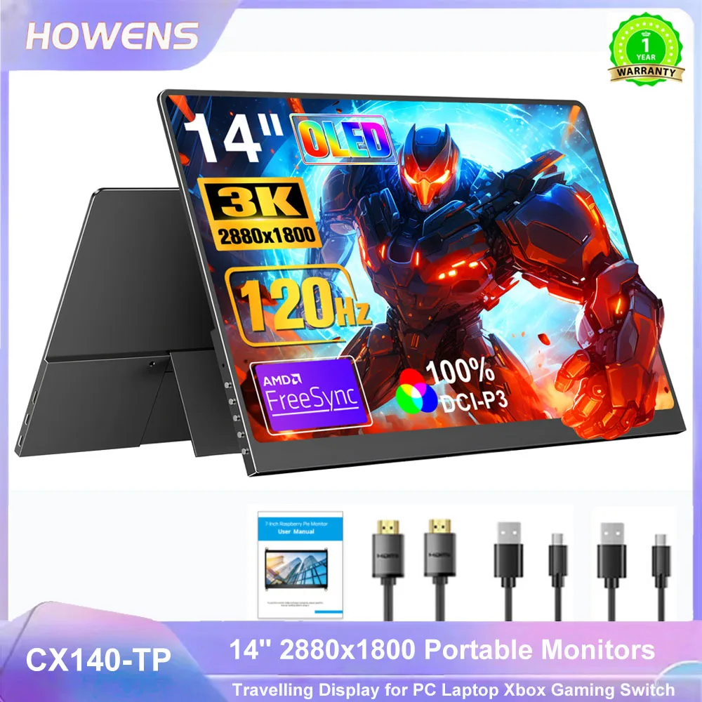 

14-дюймовый портативный сенсорный монитор (опционально без сенсорного управления) 16:10 400cd/m2, расширенный игровой дисплей для компьютера, XBox, PS4/5, Switch, ноутбука, новый