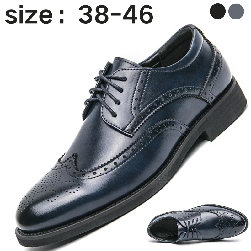 

Mens Formal Leather Shoes Business Oxford Classic British Style Big Size 46 Comfortable Dress Shoes for Men