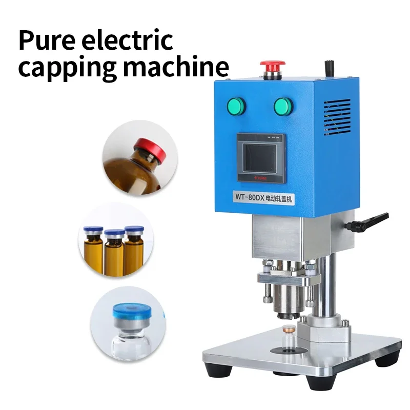 Electric Pneumatic Capping Sealing Wrapping Machine, Collar Ring Crimping Vial, Top Pressing Glass Bottle, 80DX, 20mm, 15mm