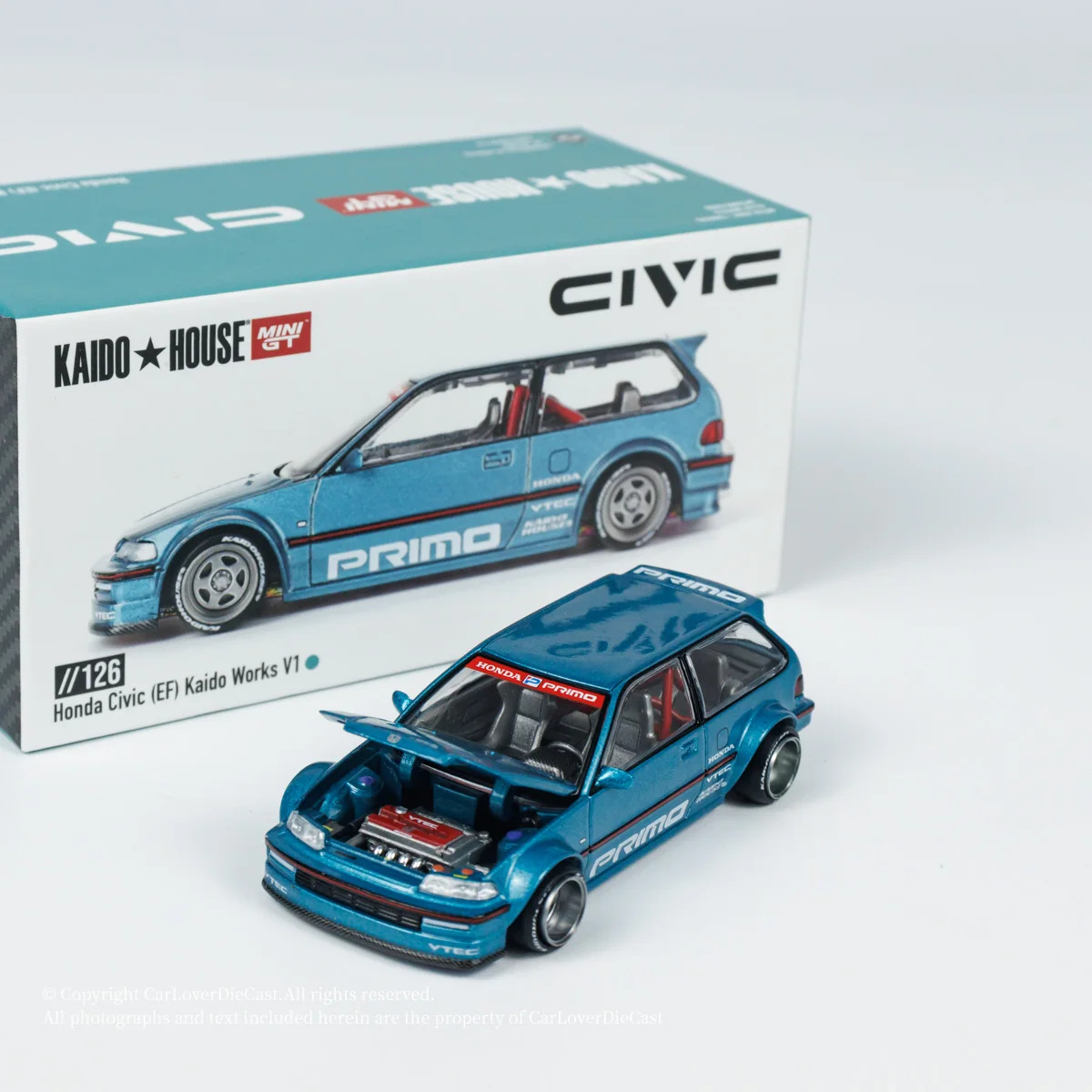 KaidoHouse +MINIGT 1:64 #126 Honda Civic EF V1 Alloy Model 126 Hidden Collection Gift pieces