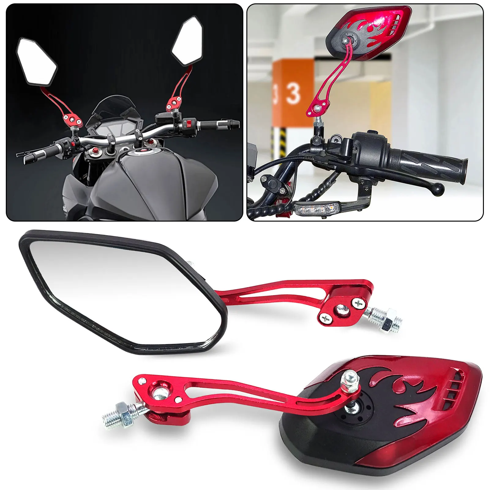 

Зеркало заднего вида для мотоцикла, 2 шт. 360 ° Вращающееся зеркало заднего вида для велосипеда, многофункциональное зеркало с защитой от царапин, для большинства мотоциклов