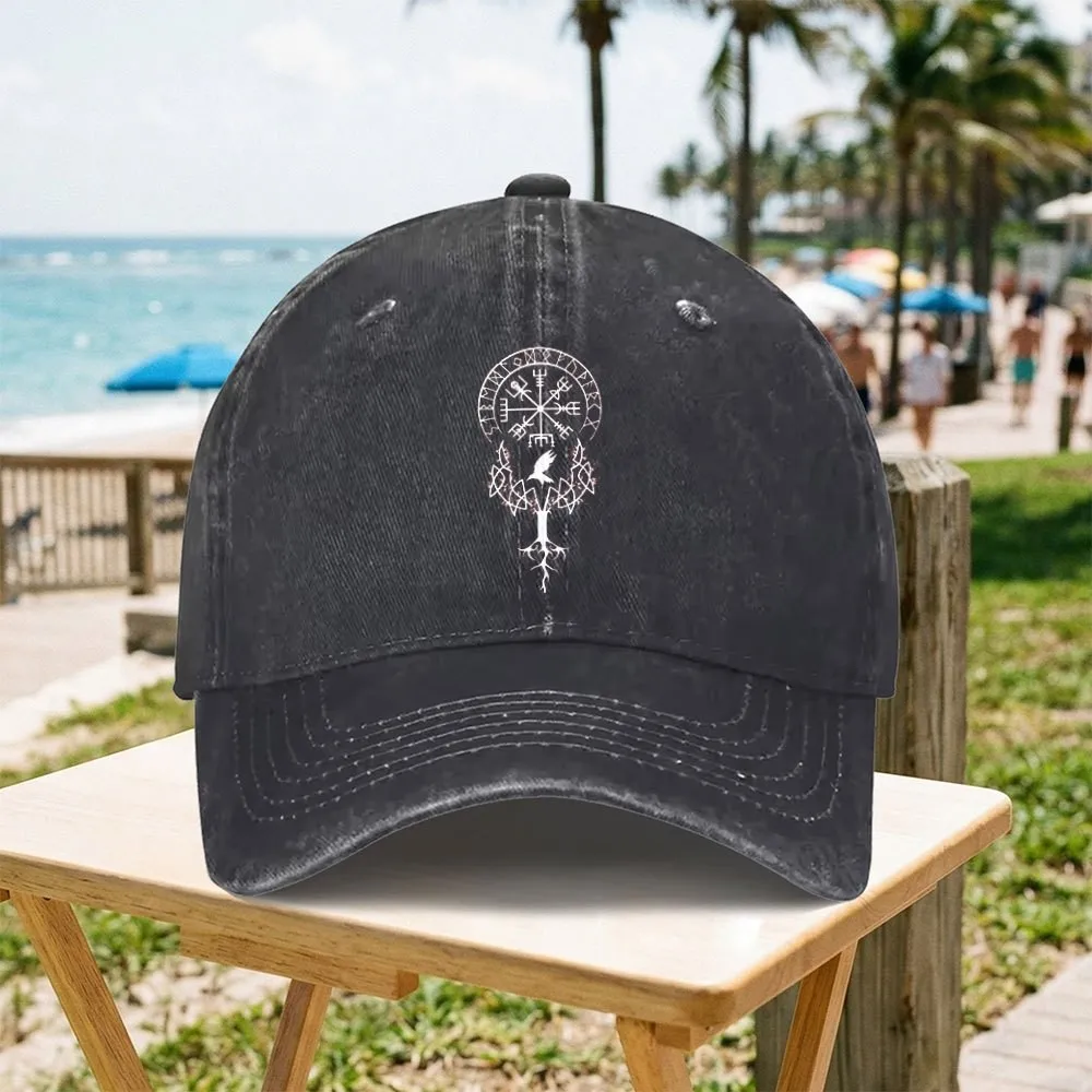 Vegvisir-Crow-Vintage-Washed-Baseball-Cap-Unisex-Adjustable-Cotton-Cap-for-Outdoor-Daily-Wear