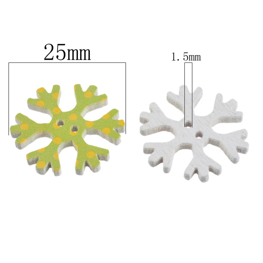 

50Pcs Wooden Buttons Snowflake Pattern 25mm Two Holes DIY Craft Accessories Sewing Knitting Embellishments Wooden Buttons