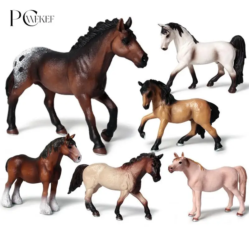 Simulation Animals Horse racing Models Action Toy Figures Solid Collection Model