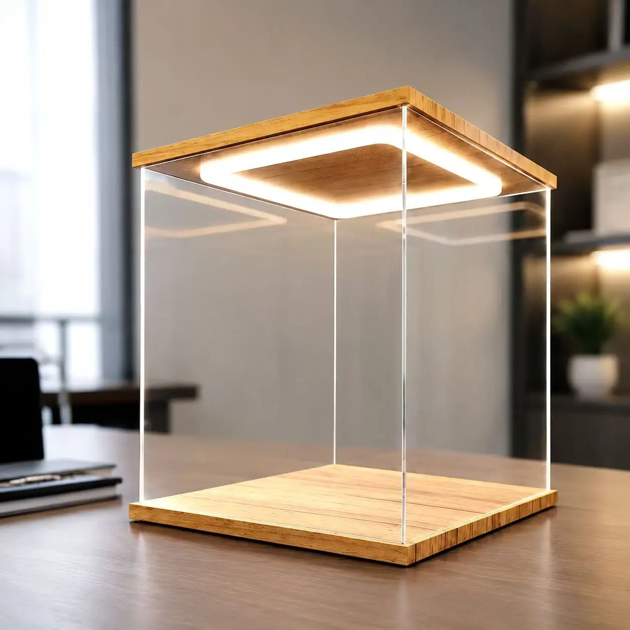 Acrylic Action Figure Storage Box with Revolving Door,Transparent Display Cabinet for Collectibles, Car Model Showcase