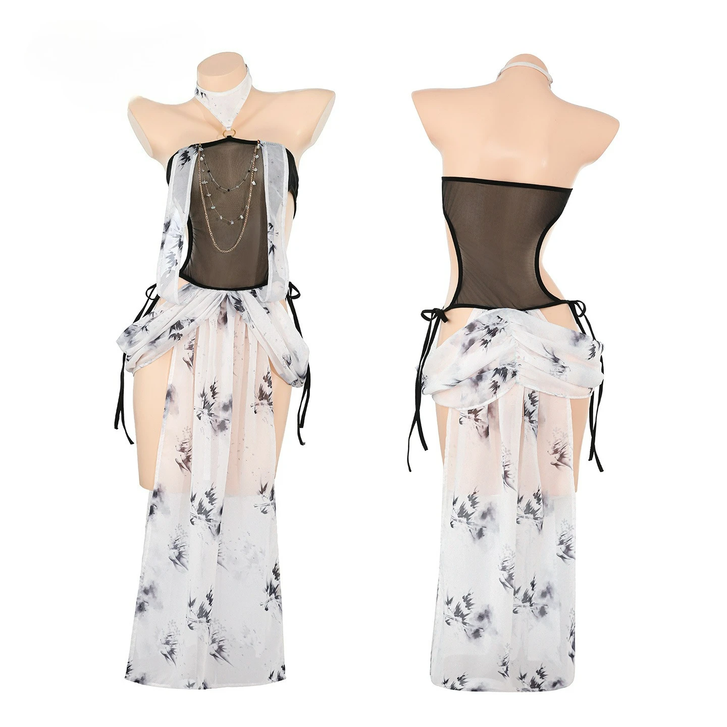 

Сексуальный комплект нижнего белья, женская экзотическая прозрачная сетчатая пижама с лямкой на шее, сексуальный костюм для косплея