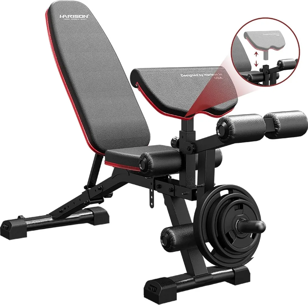 

Adjustable Weight Bench with Leg Extension and Preacher Pad, Flat Incline Decline Exercise Bench for Home Workout Weight