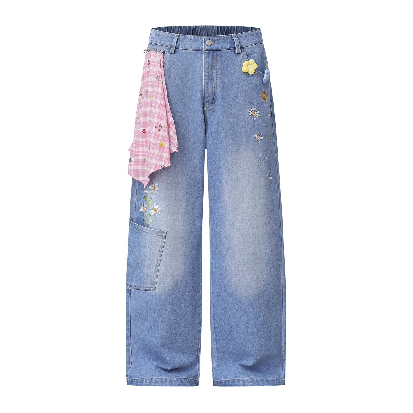 HTTAOSUP American Retro Floral Embroidery Straight Leg Jeans Women's Casual Versatile Long Pants Autumn Wear Cotton Polyester...