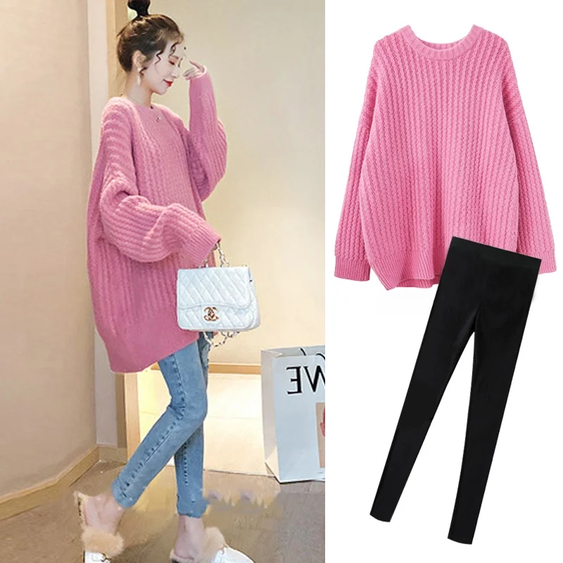 sweet-knitted-base-shirt-women's-loose-mid-length-sweater-spring-autumn-new-style-plus-size-korean-version-fashionable-top
