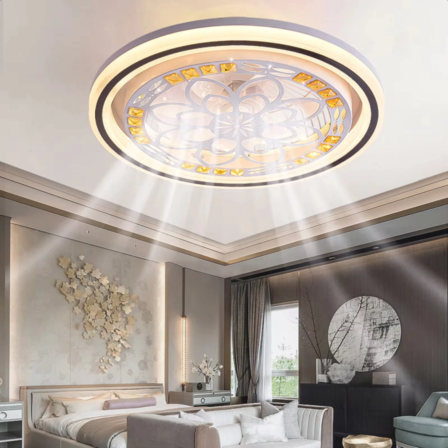 

New LOYALHEARTD Modern Ceiling Fan With Light Dimmable Chandelier Lamp & Remote Lamp Fixture