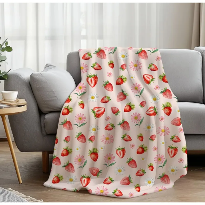 

Подарочное одеяло клубничное, подходит для дивана-кровати, кемпинга, украшения дома, подходит для девочек, женского и детского одеяла.