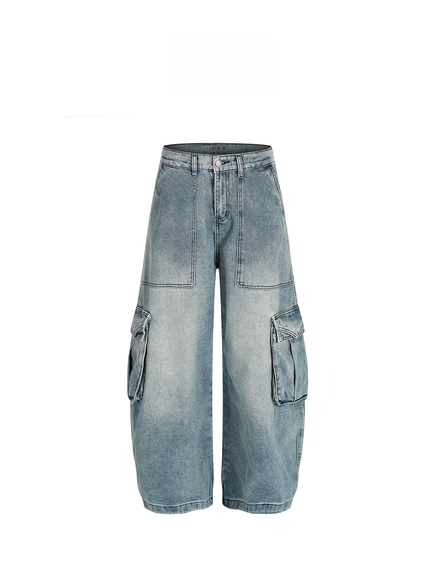 

Ретро-джинсы в американском стиле с эффектом потертости, свободные широкие брюки, мужские повседневные из хлопкового стрейч-денима, синие, для пар, Free Center