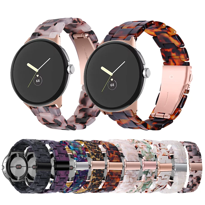 For Google Pixel Watch Straps resin band Women Men Colorful Three-bead Resin Watch band for Pixel Watch Bracelet accessories