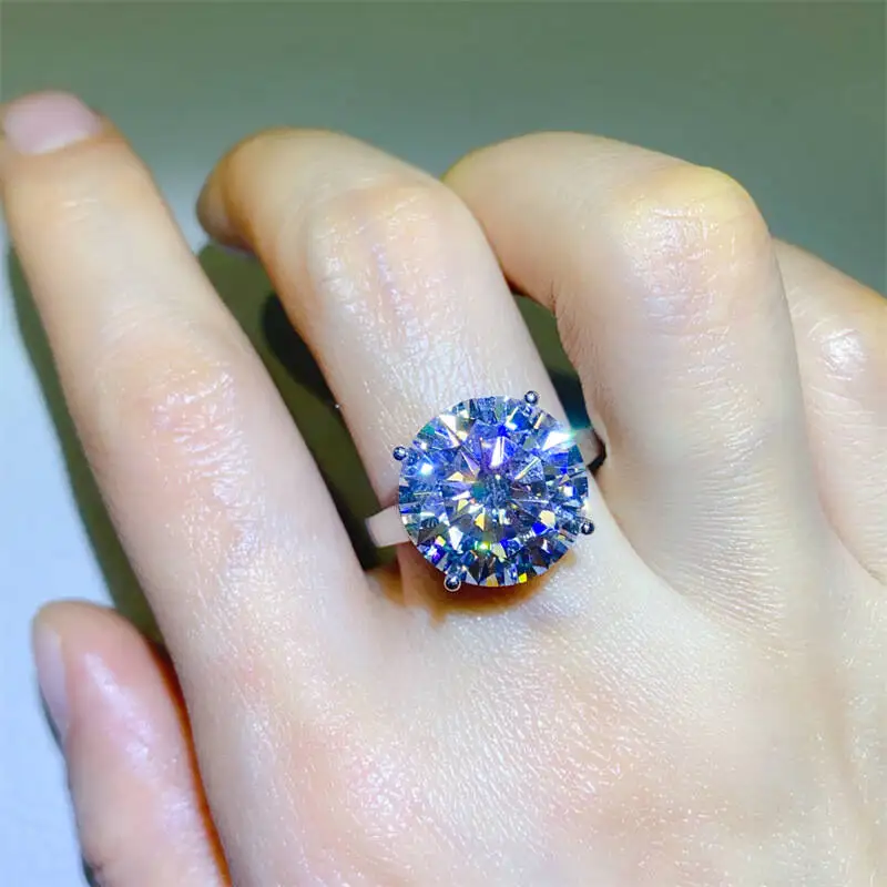 خاتم مويسانيتي من الفضة الإسترليني للنساء ، خاتم زفاف ، خواتم خطوبة ، لون دي ، خواتم ماس مختبر vs1 ، مجوهرات راقية ، 1.0 قيراط #5