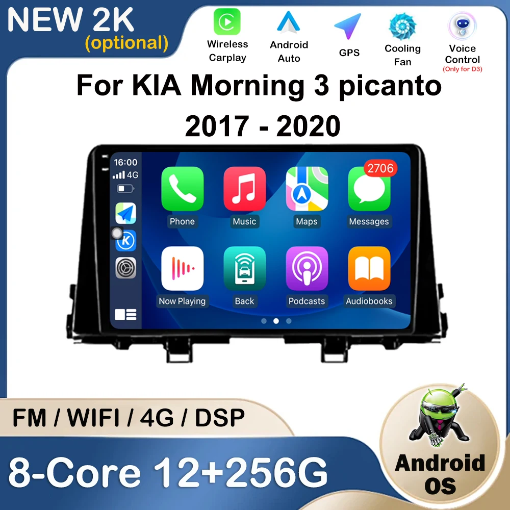 

9 Inch Car Radio Multimedia Player For KIA Morning 3 Picanto 2017 - 2020 Stereo DSP Bluetooth Navigation GPS Android Auto 2.5 D