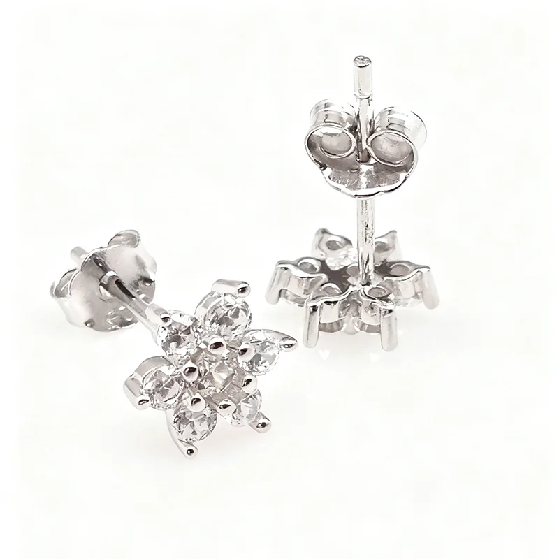 البلاتين 950 مختبر نمت الماس شكل دائري DEF VS-VVS قرط صغير زهري 6 مللي متر عرض أقراط تصميم صغير للفتيات #3