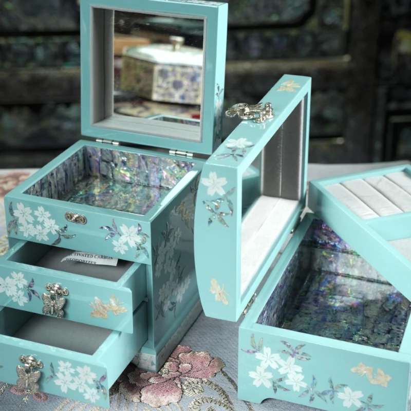 

Outer full shell jewelry box, shell inlaid makeup, handicrafts, business gifts, new national style