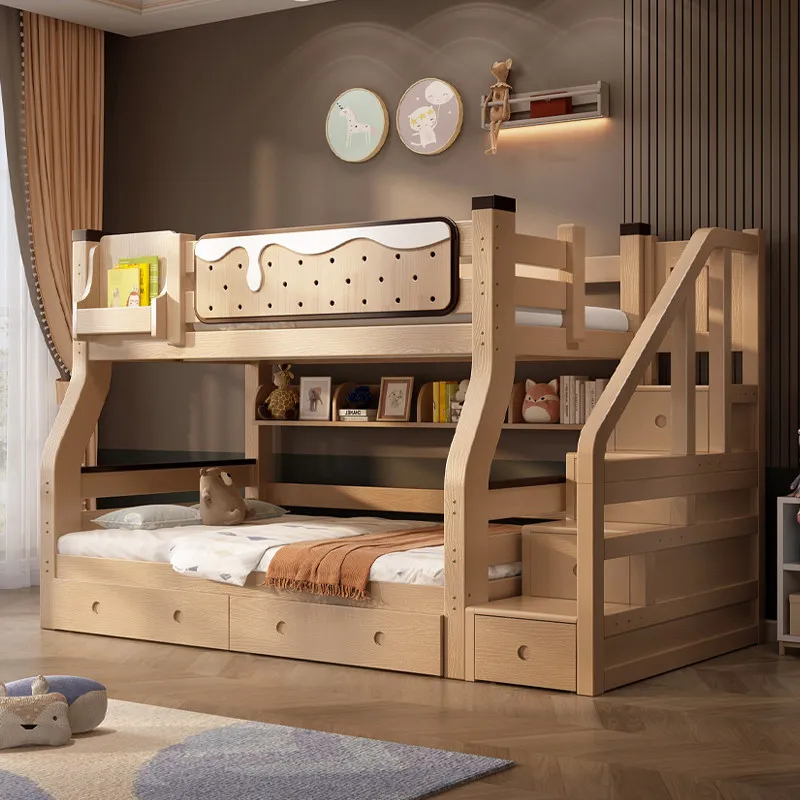 

Wooden Frame Bed 2 People Queen King Size Luxury Loft Storage Bunk Bed Kids Single Loft Bed Lit 2 Personnes Bedroom Furniture