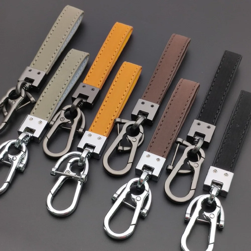 Customization Keychain Solid Color Convenient Leather Car Key Pendant Genuine Gift Wholesale Minimalist Accessories Ornament - view 3