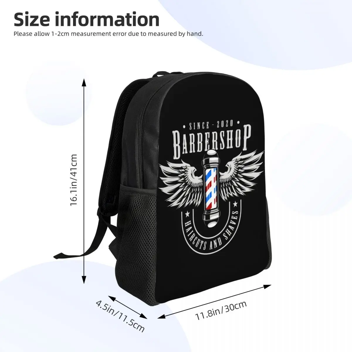 Barbershop Wings Logo Laptop Backpack Women Men Basic Bookbag for School College Students Barber Shop Bag