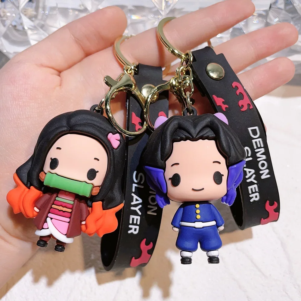 Popular Demon Slayer Anime Keychains for Car Tanjirou Mini Doll Keyring Kawaii Nezuko Bag Charm Anime Peripherals Men Keychain