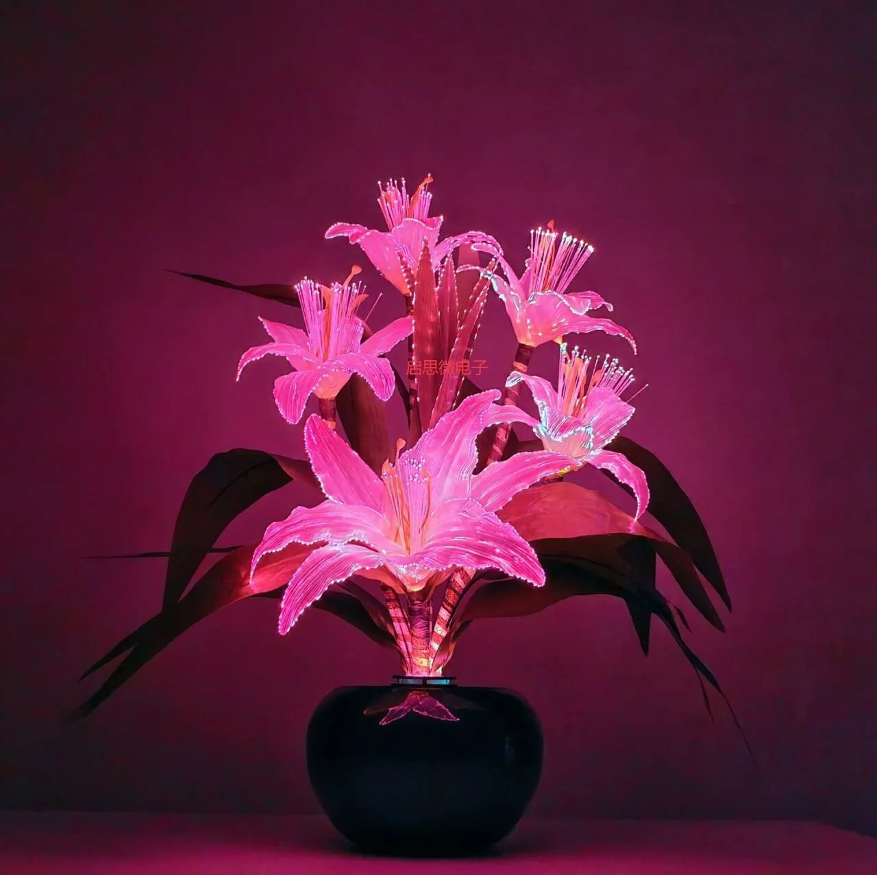 Kleurrijke verandering 5-kops kunstmatige lelie bloemen lamp Europese nep bloemboeket bruiloft thuis feestdecoratie bloemen licht