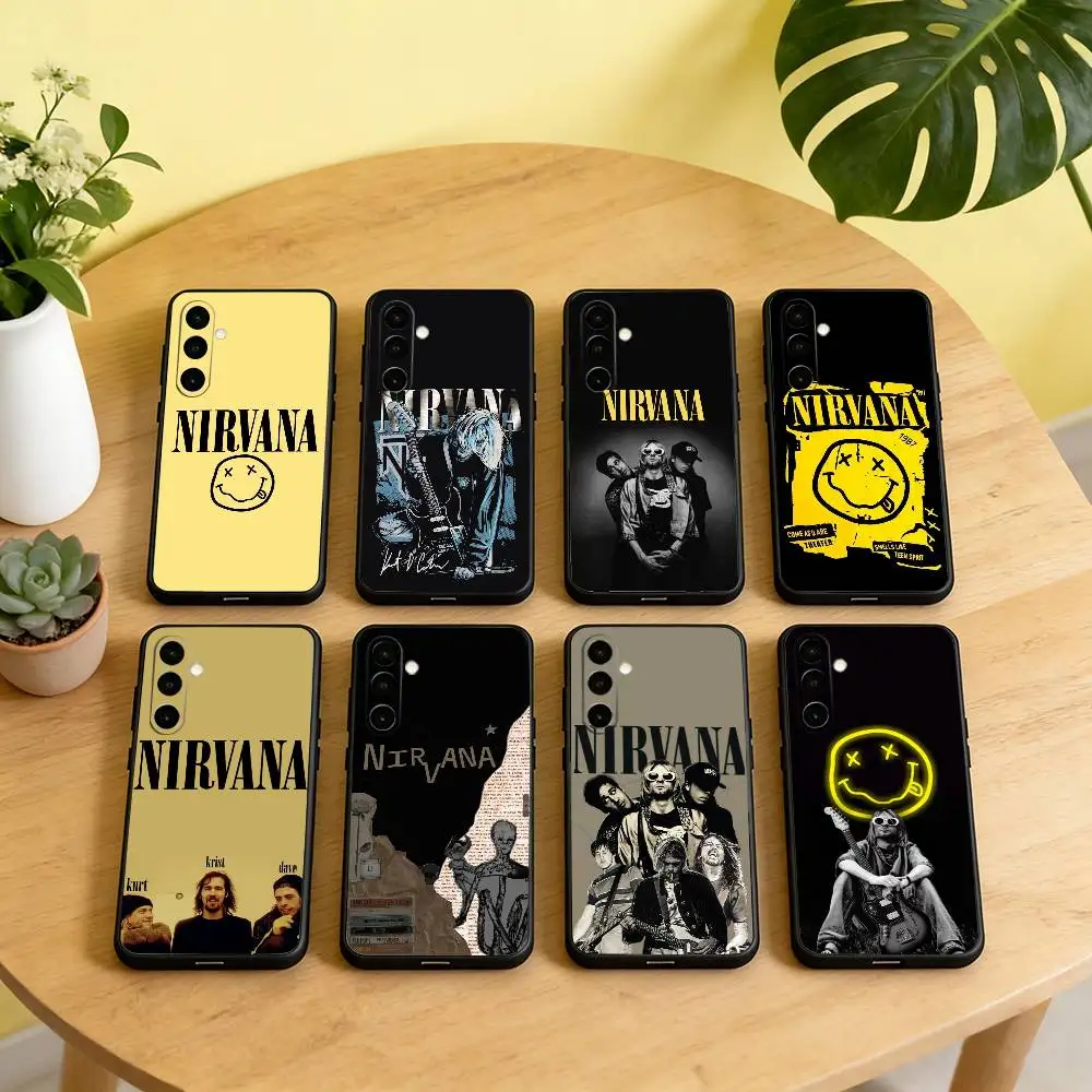 N-Nirvana Band Phone Case Black Silicone Soft For Samsung Galaxy A73,A72,A71,A70,A53,A52,A51