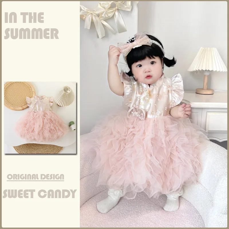 

New Spring/Summer Children's Clothing Girls' Dress Stylish children's sleeveless vest dress, sweet princess dress
