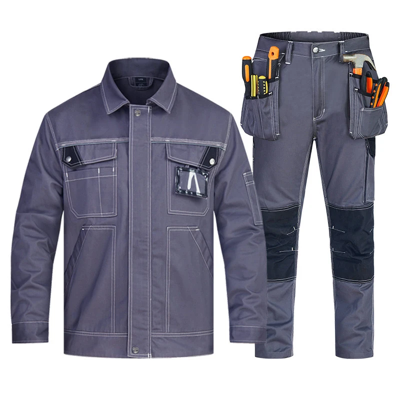 Protective Auto Repair Clothes with Reflective Strap Workwear Durable Tooling Uniform Mechanic Multi-Pocket Clothing