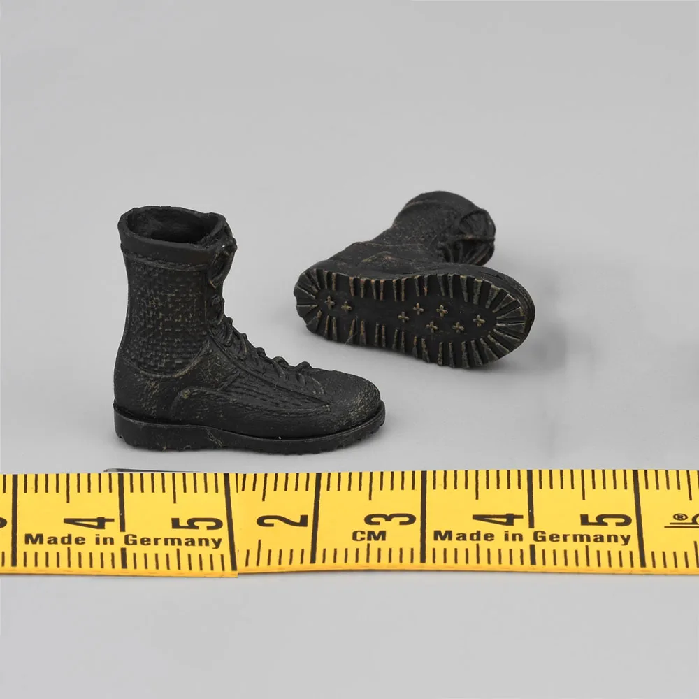 

1/12 Crazy Figure LW019 US. Special Mission Soldier Captain Jason Mini Toys Model Black Solid Boot Shoe PVC Material For 6" Doll