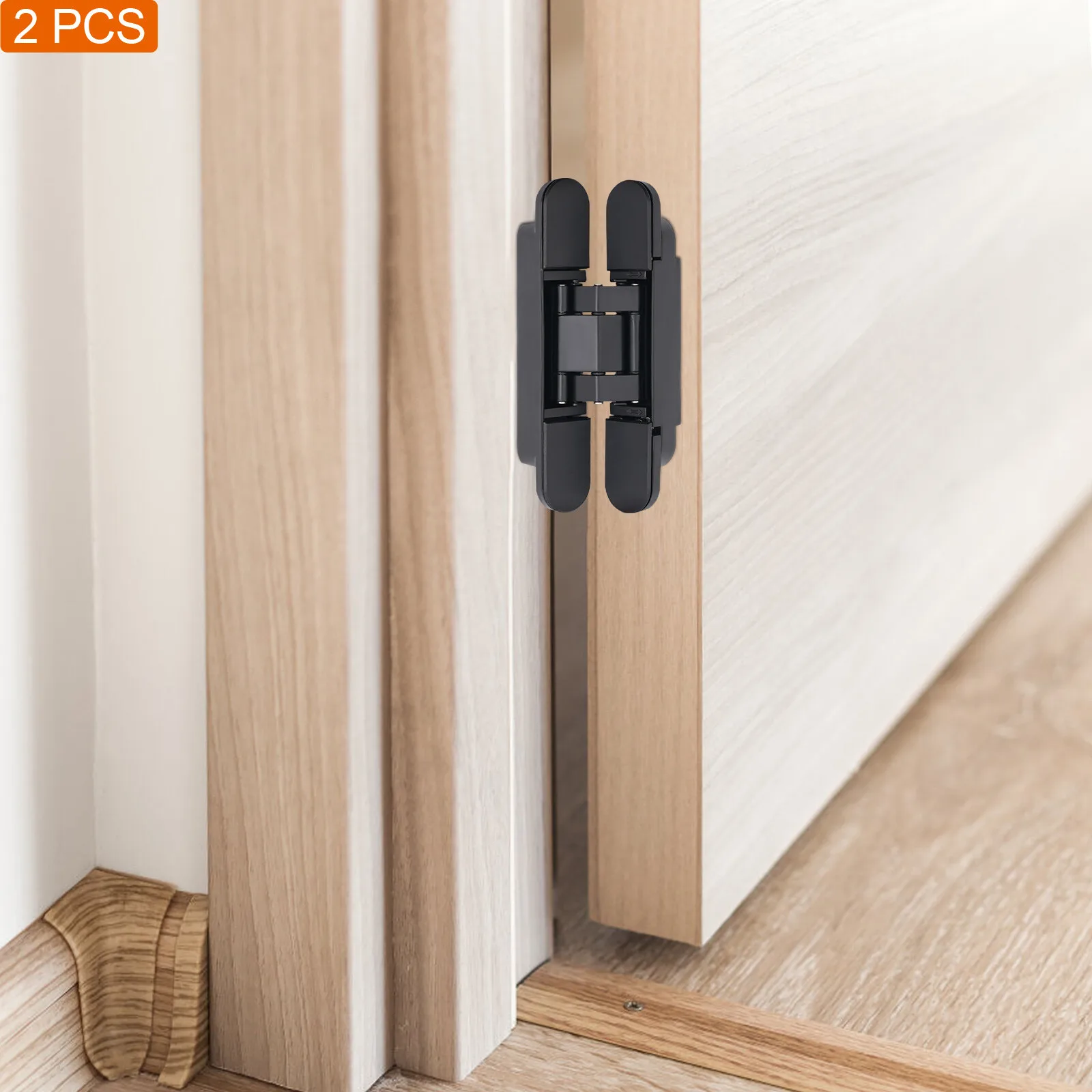 Łatwe w montażu i czyszczeniu czarne, niewidoczne zawiasy do drzwi - kompletny zestaw akcesoriów i angielski schemat montażowy, osłony przeciwpyłowe.