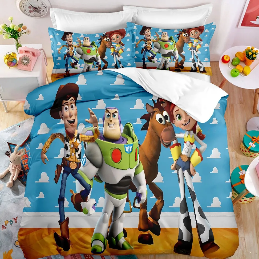 Disney Toy Story Anime Duvet Cover And Pillowcase 75*50cm, Cartoon Boys and children's Bedding Set With closed zipper