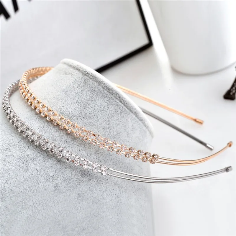 1pcs Daily All-In-One Rhinestone Headband Shiny Simple Double Decorative Headwear