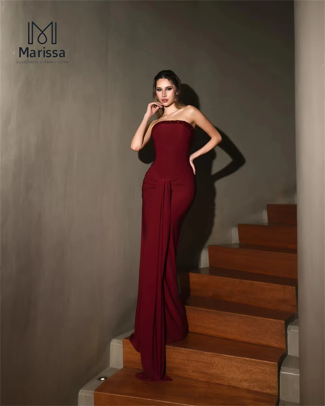 Marissa Элегантные женские платья на заказ для свадебных вечеринок Роскошные женские элегантные вечерние платья Длинное шифоновое платье с рыбьим хвостом