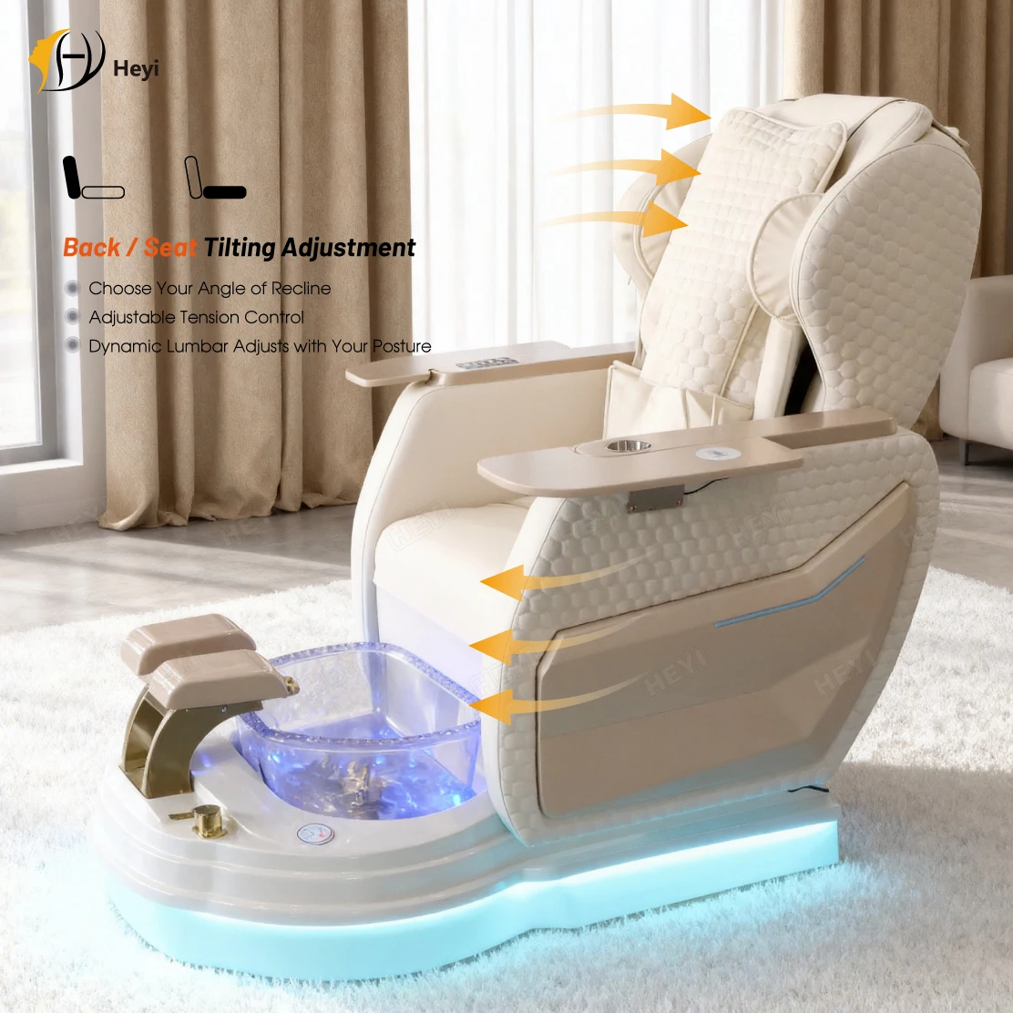 Airo Electric Reclining Beauty Salon Professional Adjustable Backrest Electric Pedicure Spa Massage