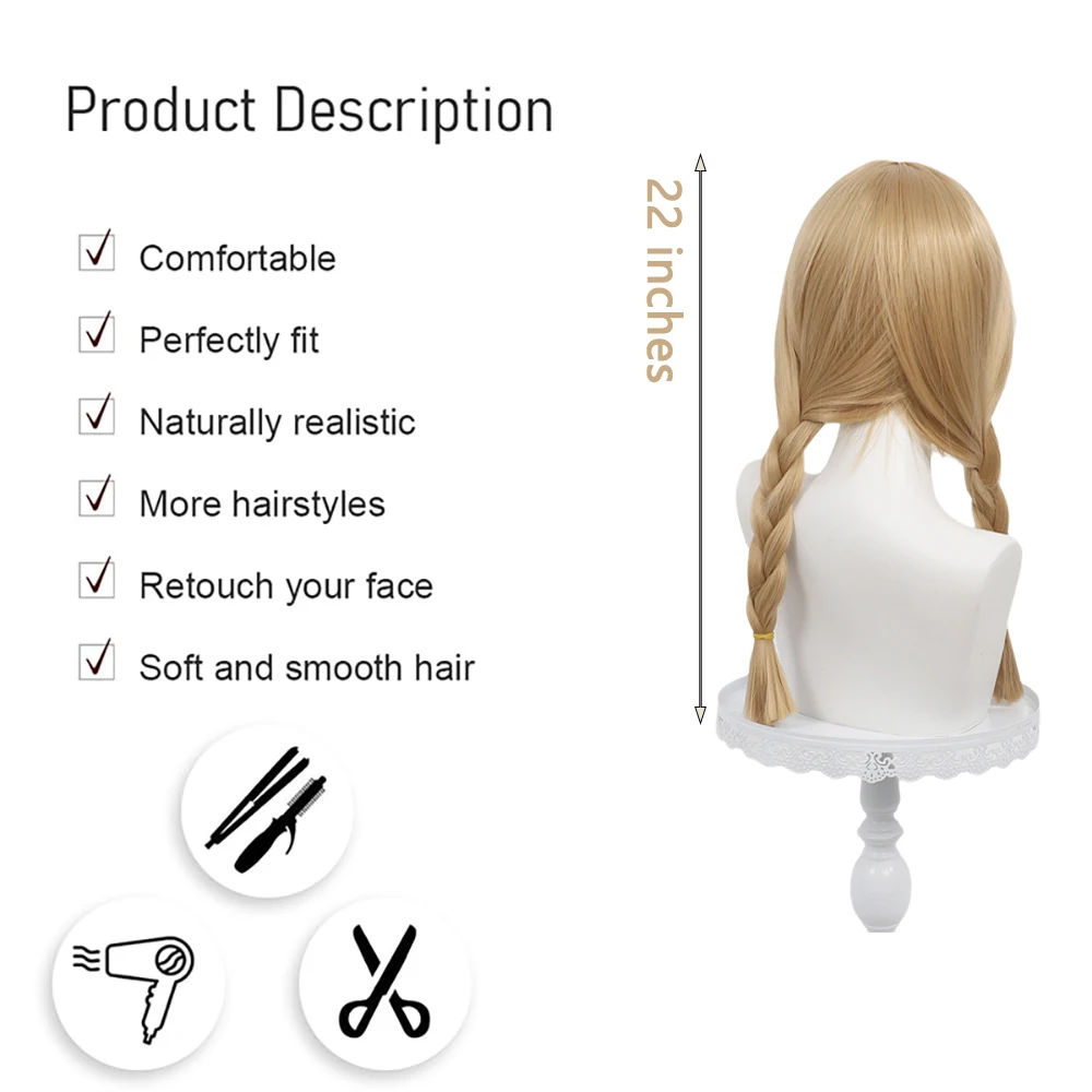 Small Lace Front Wig For Women Blonde Double Braids Natural Looking High Temperature Fiber Synthetic Hair Cosplay Daily Party