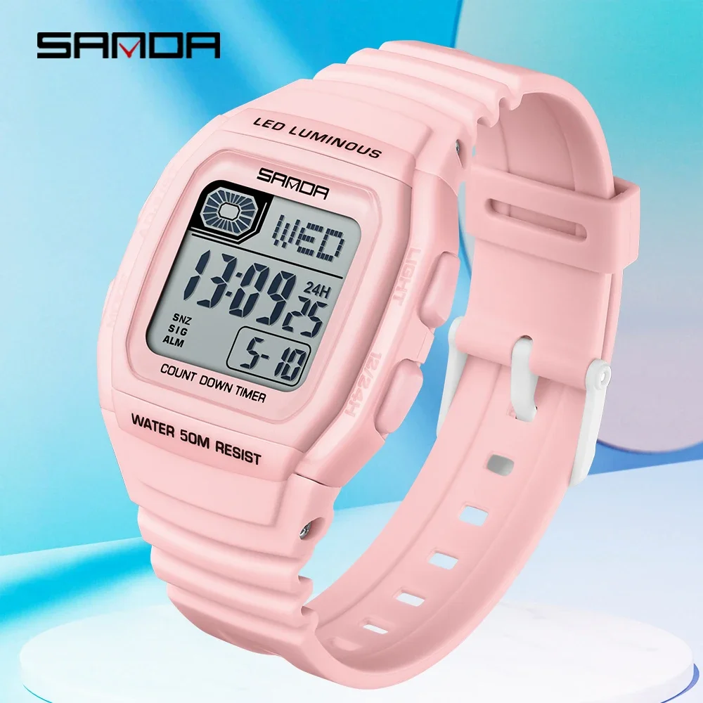 

SANDA 2208 Модные мужские электронные часы для активного отдыха, водонепроницаемые, с LED-дисплеем, женские часы -1