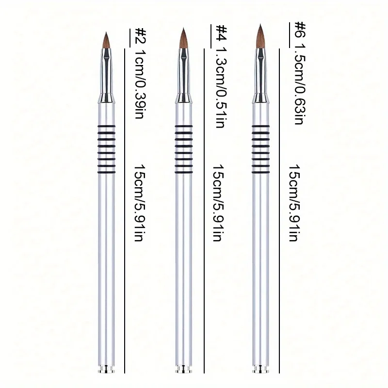 فرشاة الأظافر الفضية الكريستالية المنحوتة ، قضيب معدني ، علاج بالضوء ، قلم منحوت ، نمط ثلاثي الأبعاد ، أداة تجميل الأظافر #4