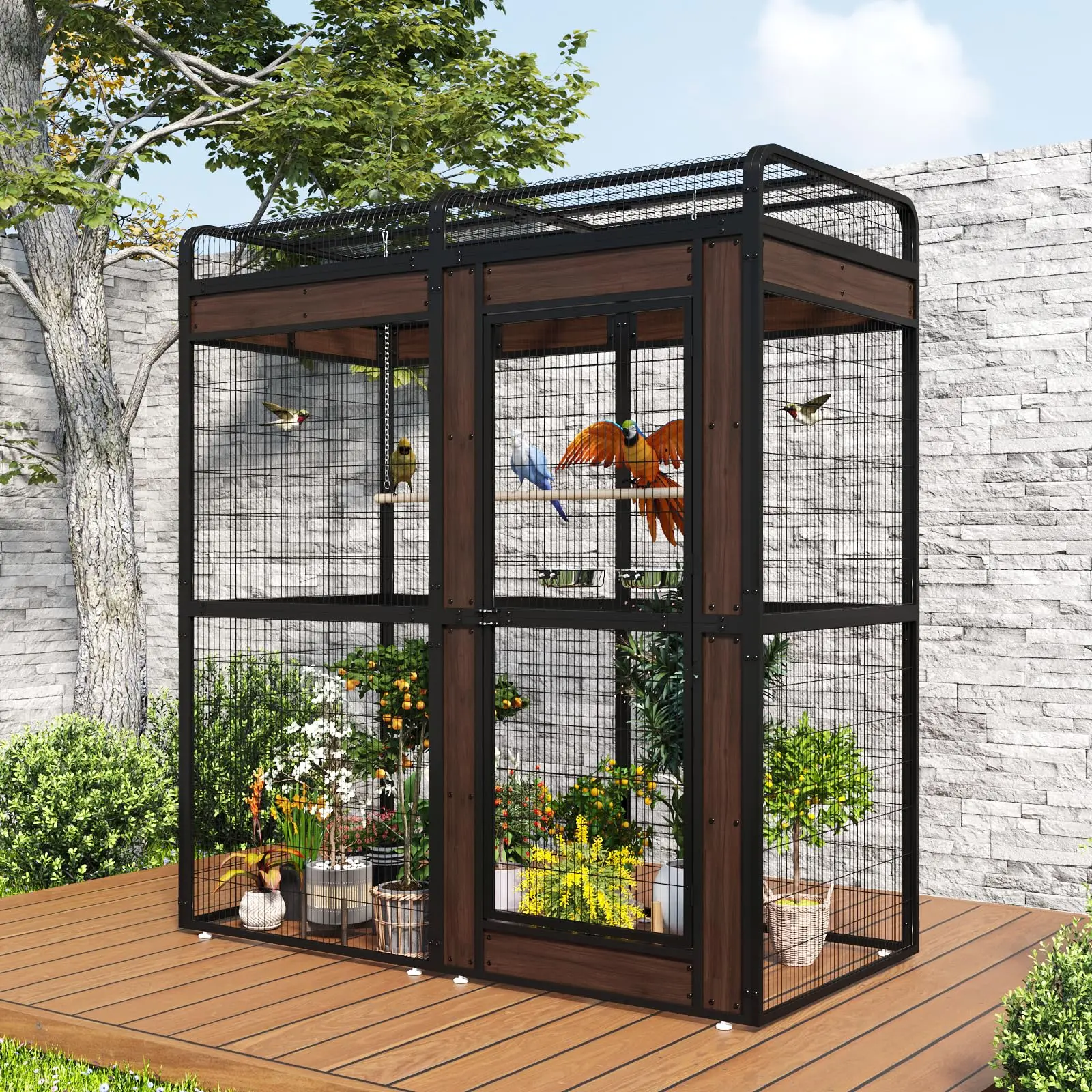 Large Bird Cage for Parakeets Outdoor Bird Aviary Parrot Cage with Perch, Birdcage for Macaws Canaries Parrots Budgie