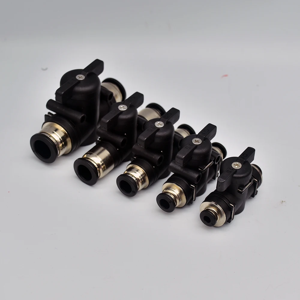 BUC 4mm 6mm 8mm 10mm 12mm Black Pneumatic Push In Quick Joint Connector Hand Valve To Turn Switch Manual Ball Current Limiting image 3