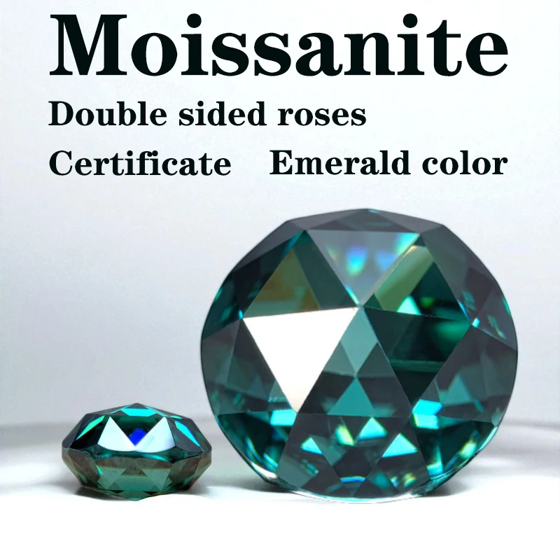 

Муассанит двусторонние розы огранки натуральный изумрудно-зеленый цвет круглой формы подвески для DIY ювелирных изделий материал сертификат