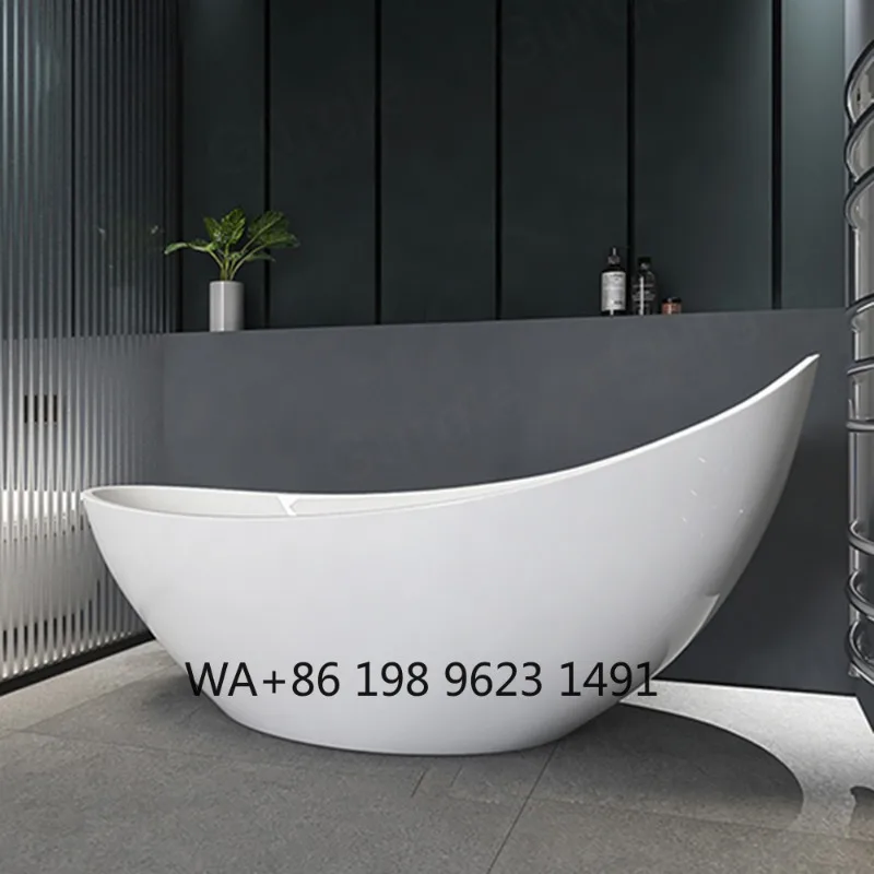 Japanese Style Boat Shape Freestanding Acrylic Bathtub Indoor  Adult Deep Soaking Bathroom SPA Relax Bath Tub Durable Use