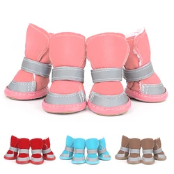 4Pcs Pet Dog Schoenen Warm Reflecterende Hond Laarzen Outdoor Huisdier Snowboots Anti-Slip Schoenen Sokken Schoenen Voor kleine Middelgrote Honden