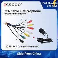 ESSGOO Car Radio 3.5mm Microphone Subwoofer Wires Mic 20 Pin RCA Cable For Android Stereo Output Subwoofer Kit