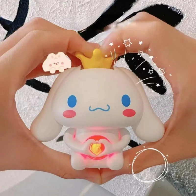 Kawaii Anime Sanrio Kuromi Cinnamoroll My Melody Model Doll Sound with Heart Gesture Light Up with Voice Talking Toy Girls Gift