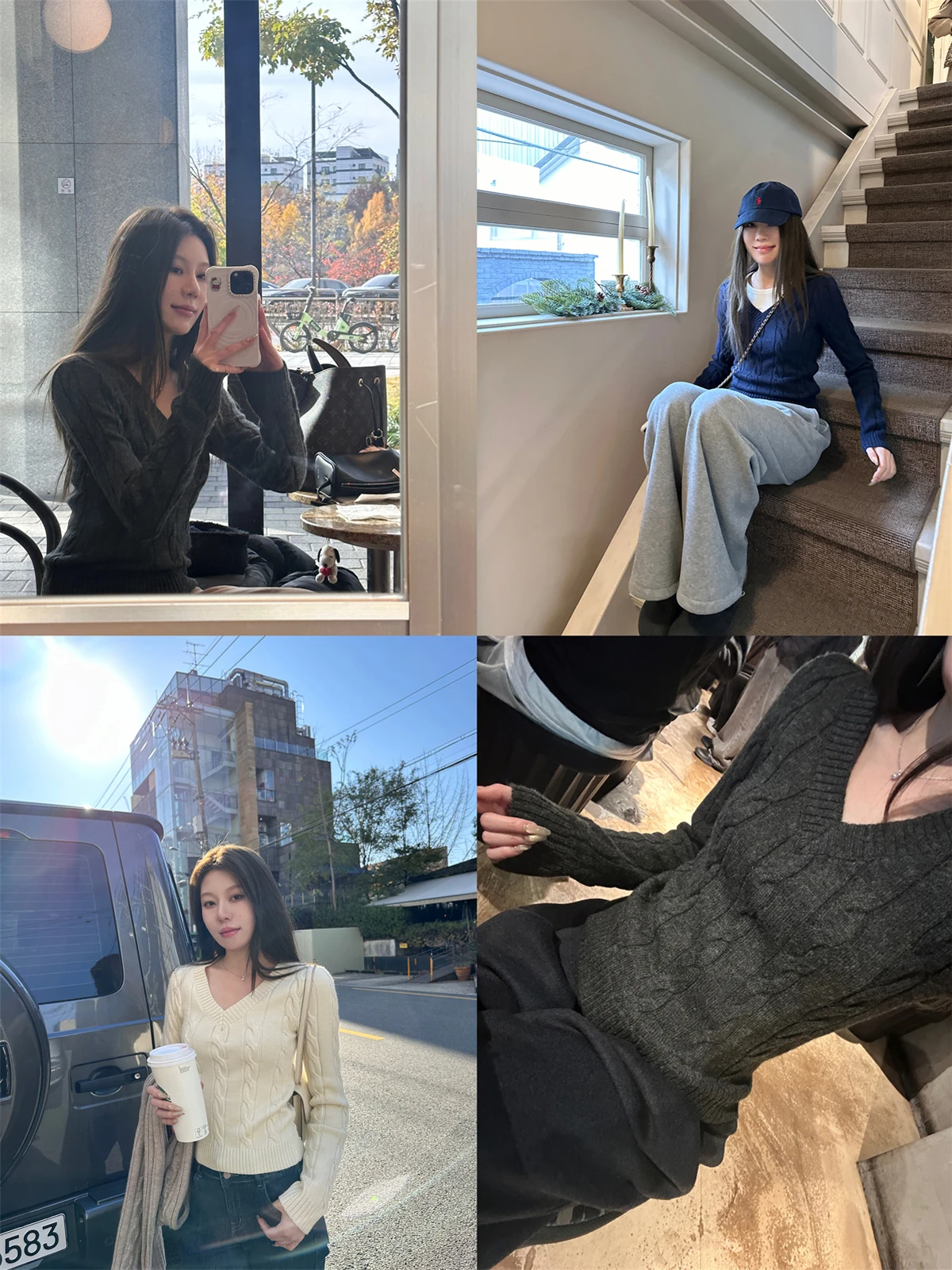 

Classic V-Ne Knitted Long Sve Sweater Women's Autumn Winter Slimming Faion College Sle Twist Head over Body Sweater