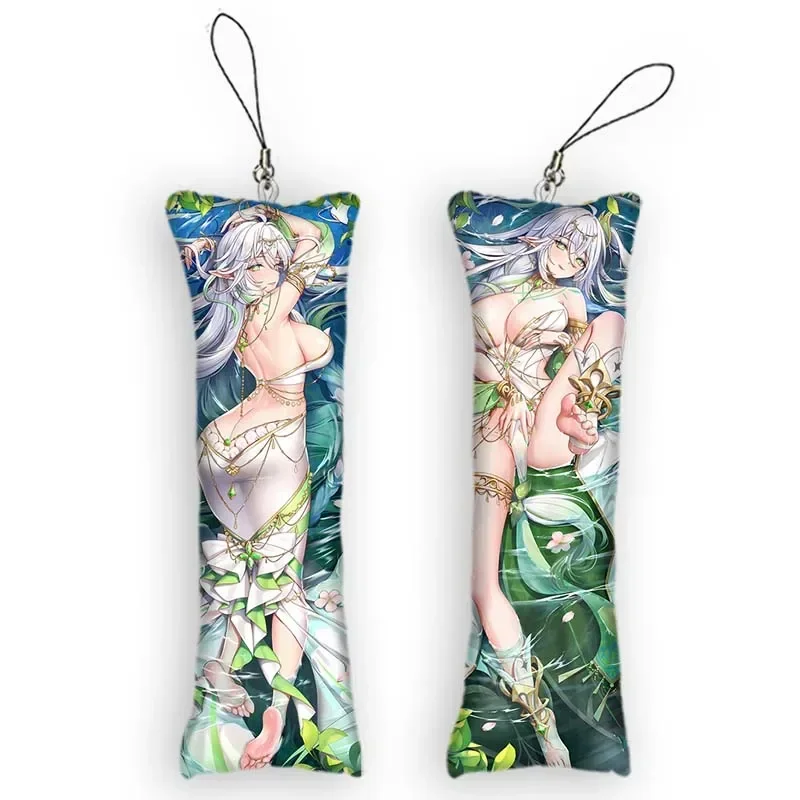 

Fashion4x12cm Anime Keychain Nahida Dakimakura Mini Pendant 2 Side Hanging Ornament Cute Sexy Girl Small Pillow Pendants