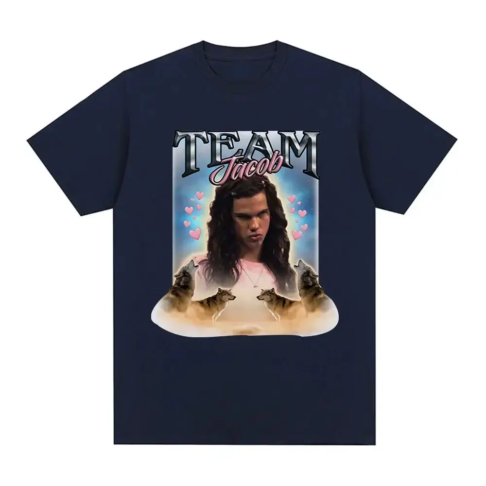 Y2K تي شيرت كلاسيكي فريق جاكوب فريق إدوارد نمط تي شيرت متعة ميمي ملابس بأكمام قصيرة المتضخم تي شيرت ملابس الشارع للجنسين